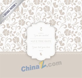 素雅花纹邀请卡矢量素材